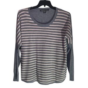 French Connection Gray and Pink Striped Sweater sz XL